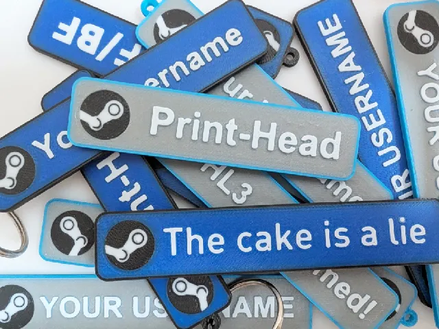 STEAM - Writable Username Plates & Keychains (different sizes)