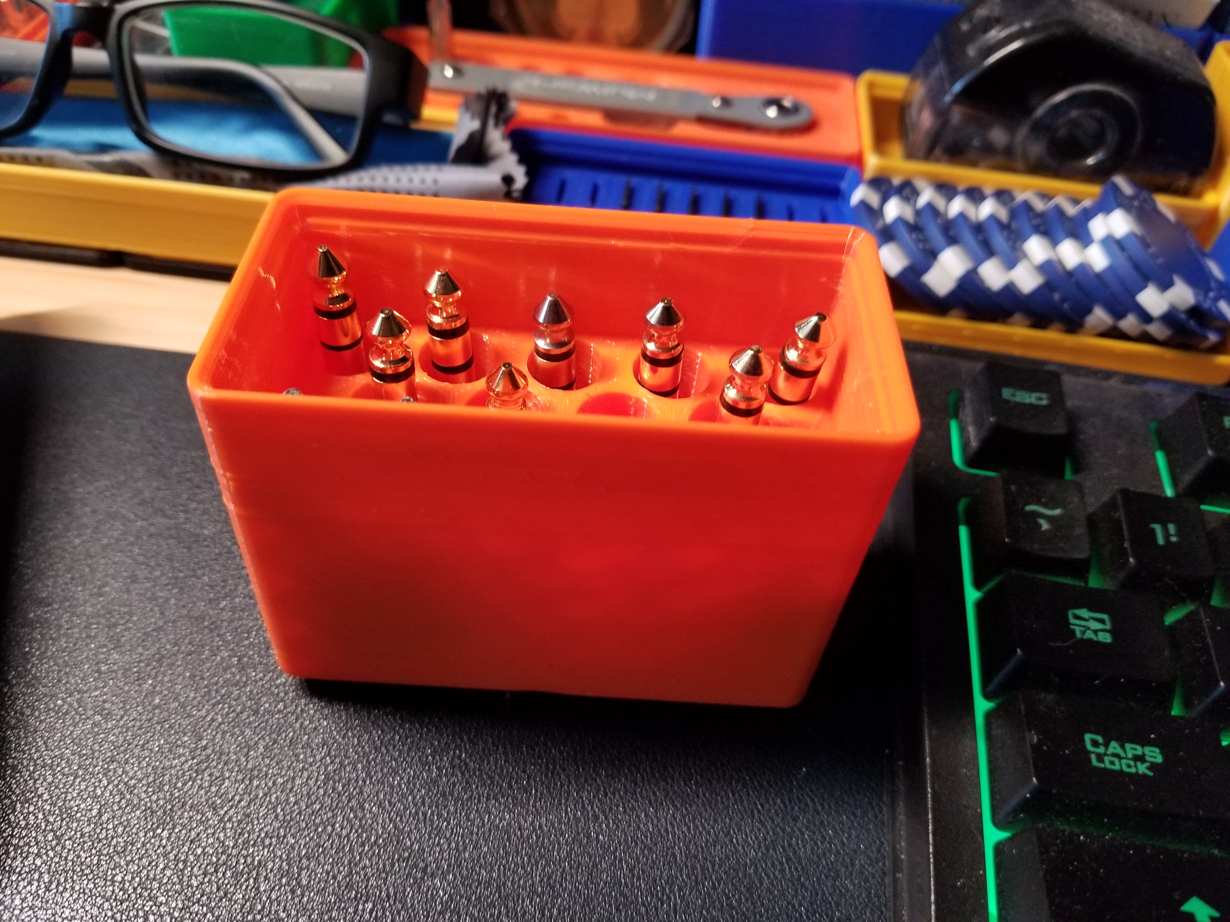 Gridfinity 1x2 Box with 14 12x32mm Holes