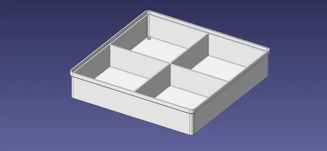 3x3 units, half height, 2x2 grid Stackable Insertbox