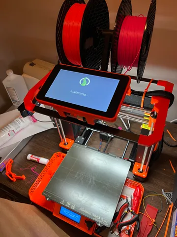 Pi Touchscreen mount with integrated Argon One m.2 Sata Case and Filament guides