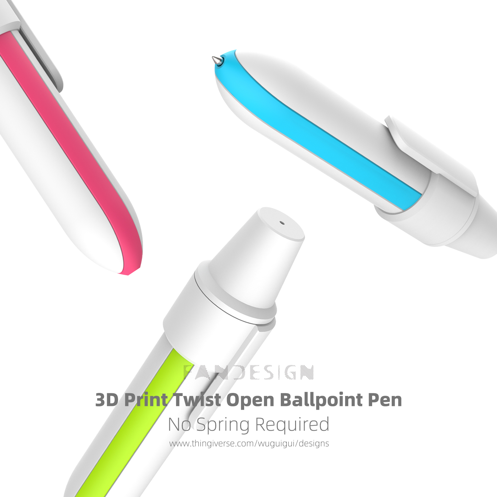 Twist Open Ballpoint Pen - Without spring