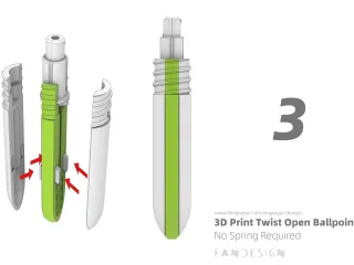 Twist Open Ballpoint Pen - Without spring by wuguigui | Download free ...