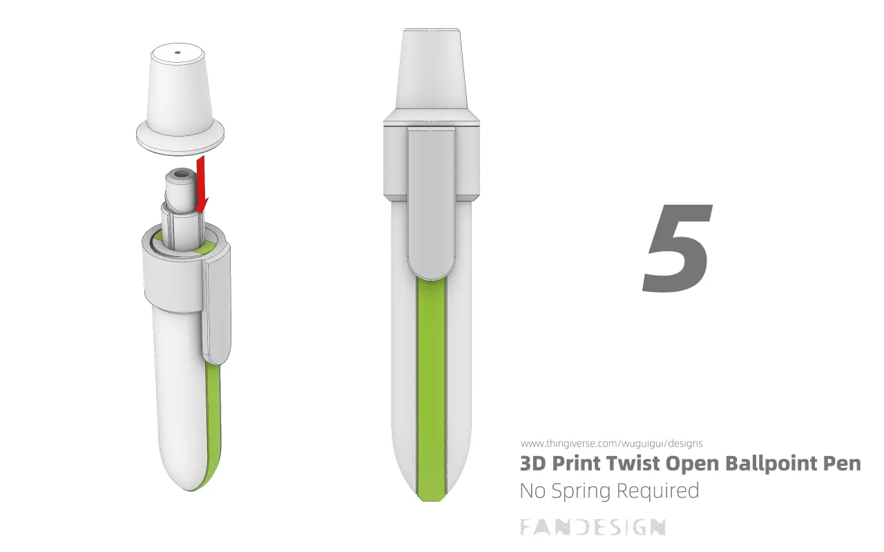 Twist Open Ballpoint Pen - Without spring by wuguigui | Download free ...