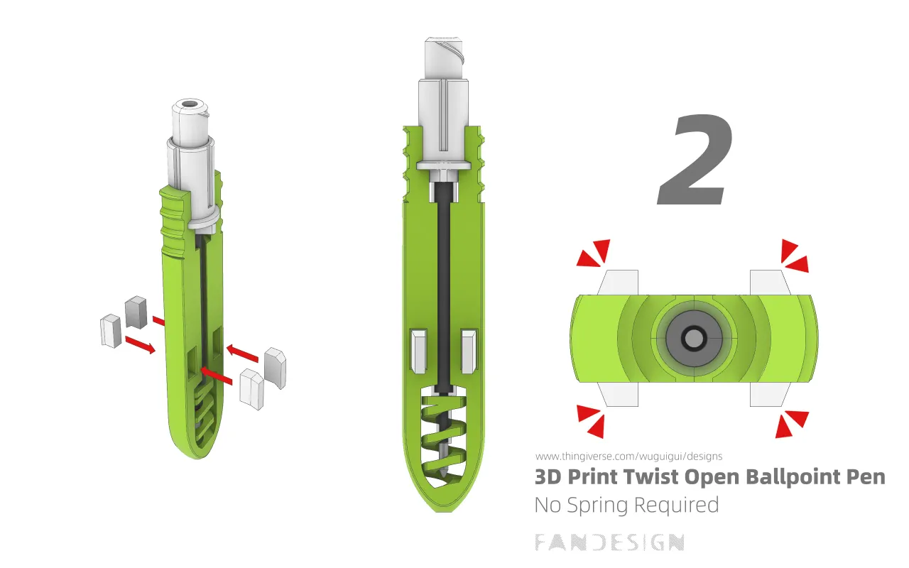 Twist Open Ballpoint Pen - Without spring by wuguigui | Download