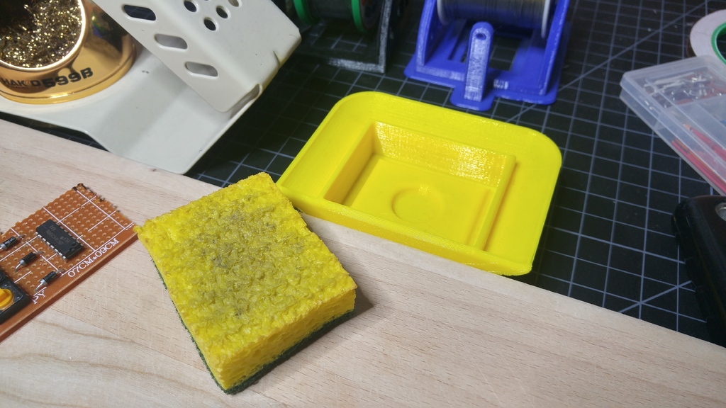 Solder Sponge Holder with Railing (for raised soldering platform) by