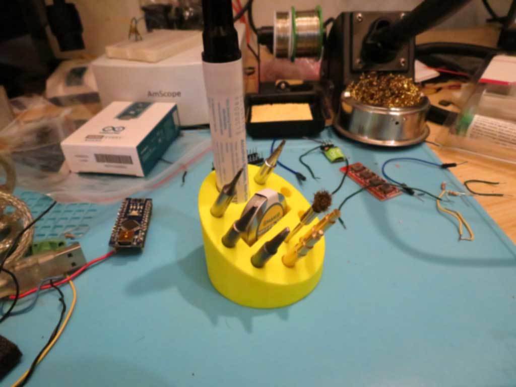 Soldering tips + flux + tinner + brush holder by David H. Brown