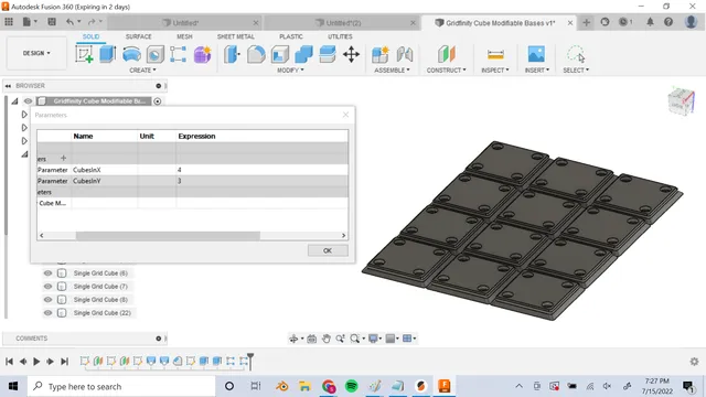 Gridfinity Parametric Cube Base