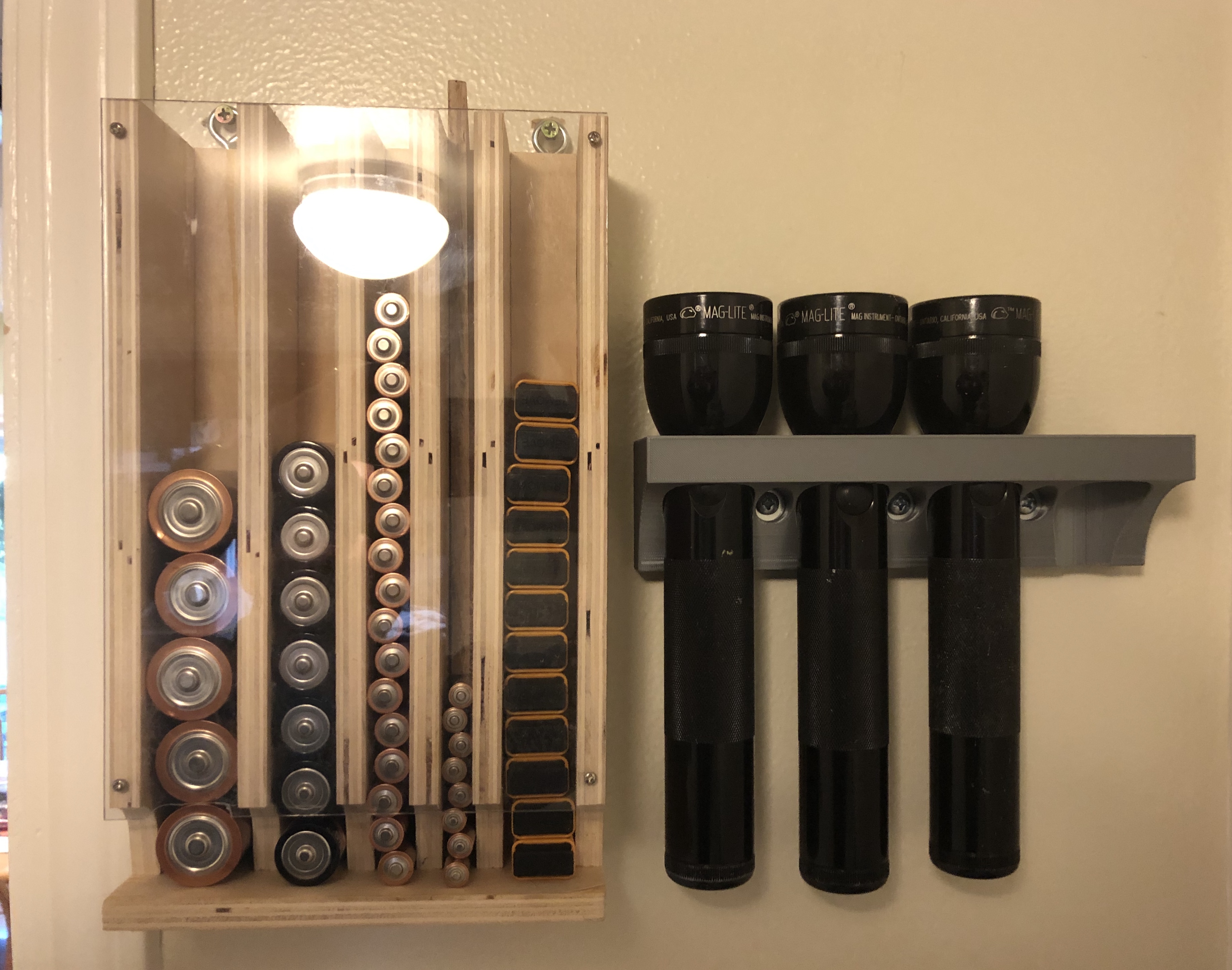 Simple Wall Mount for MagLite DCell flashlights (4) by TinkeringRocks