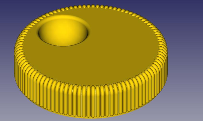 Dreh Knopf "Radial-Rippen" mit Fingertasche
