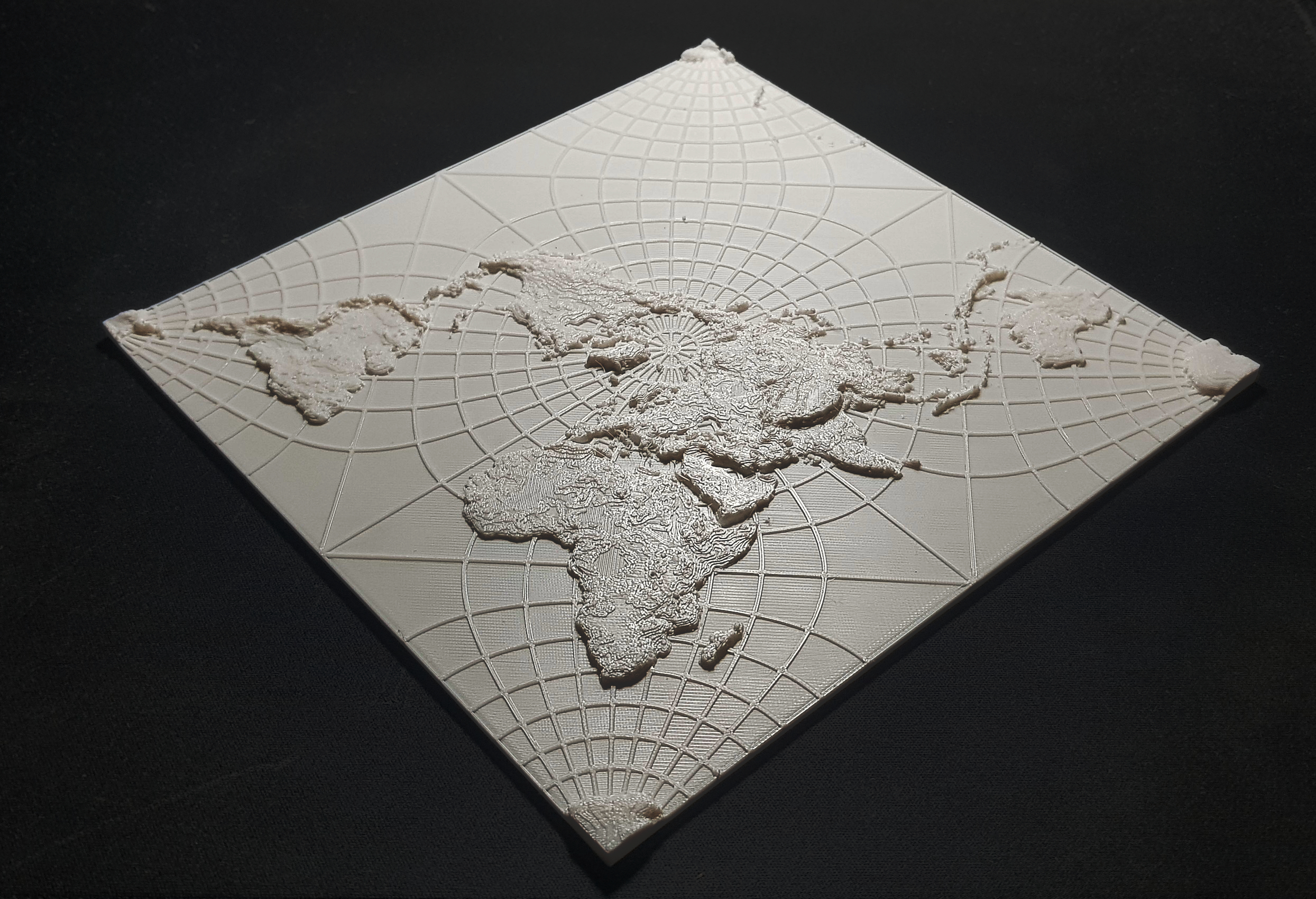 Less Distorted 3D World Map by Favmir | Download free STL model ...