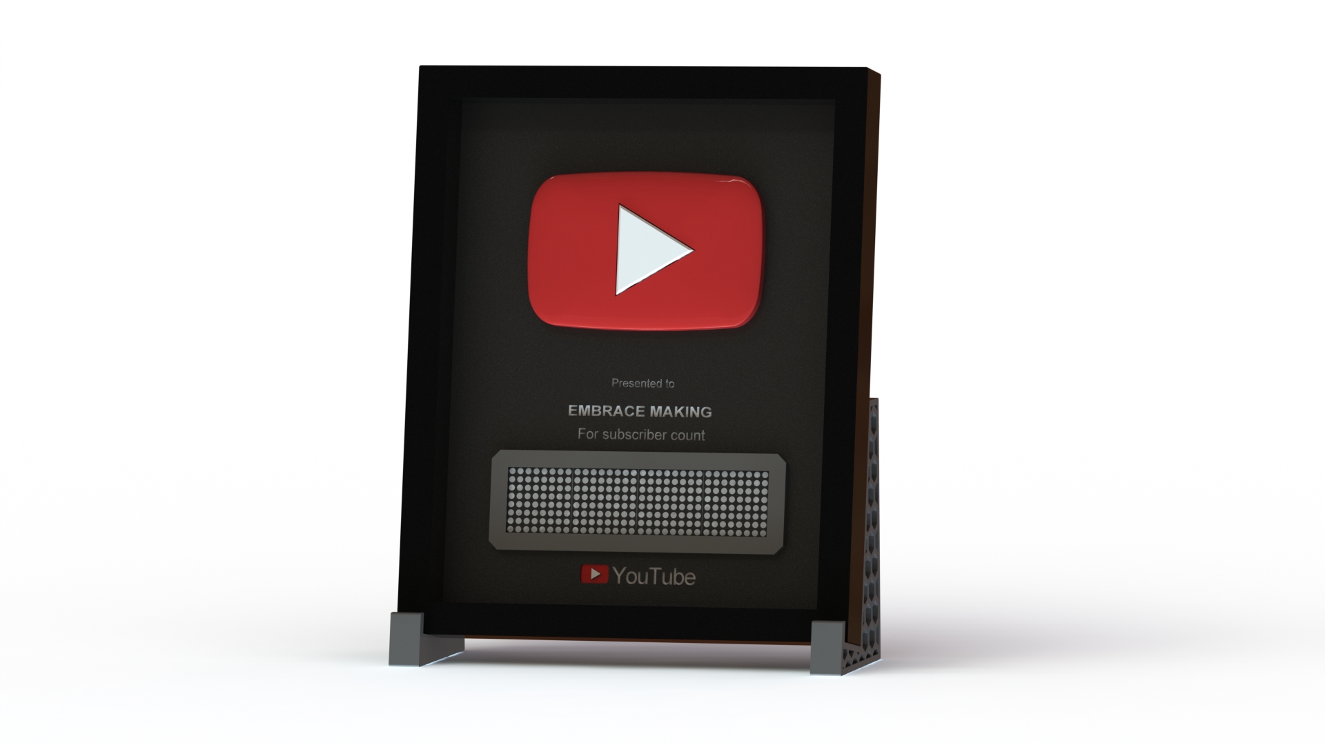 RGB  Play Button Award With Live Sub/View Count by Embrace