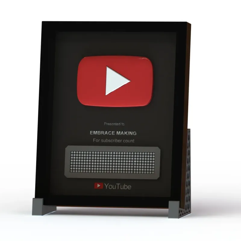 RGB  Play Button Award With Live Sub/View Count by Embrace