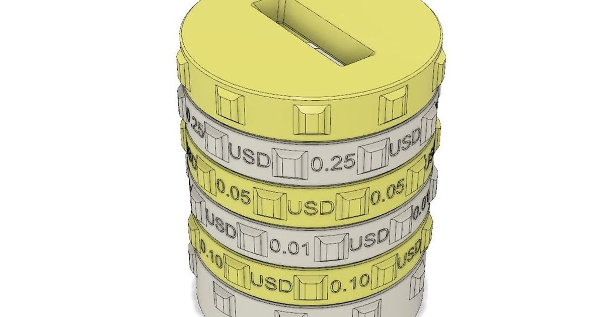 Sorting Piggy Bank USD EUR (XS size) by DaVinci2000 Download free STL