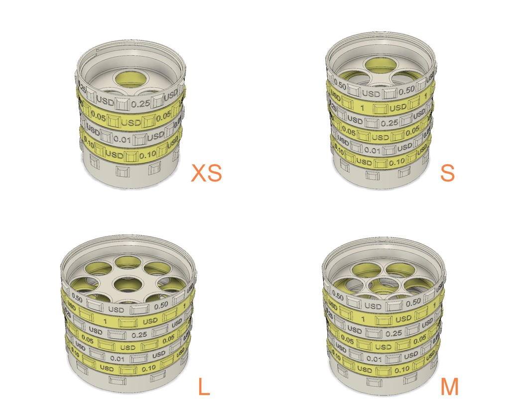Sorting Piggy Bank USD EUR (XS size) by DaVinci2000 Download free STL