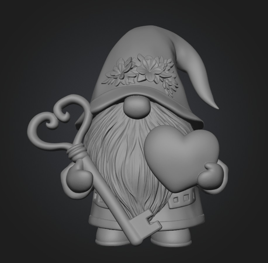 Gnome with Heart and Key 3D model by Ded Makar