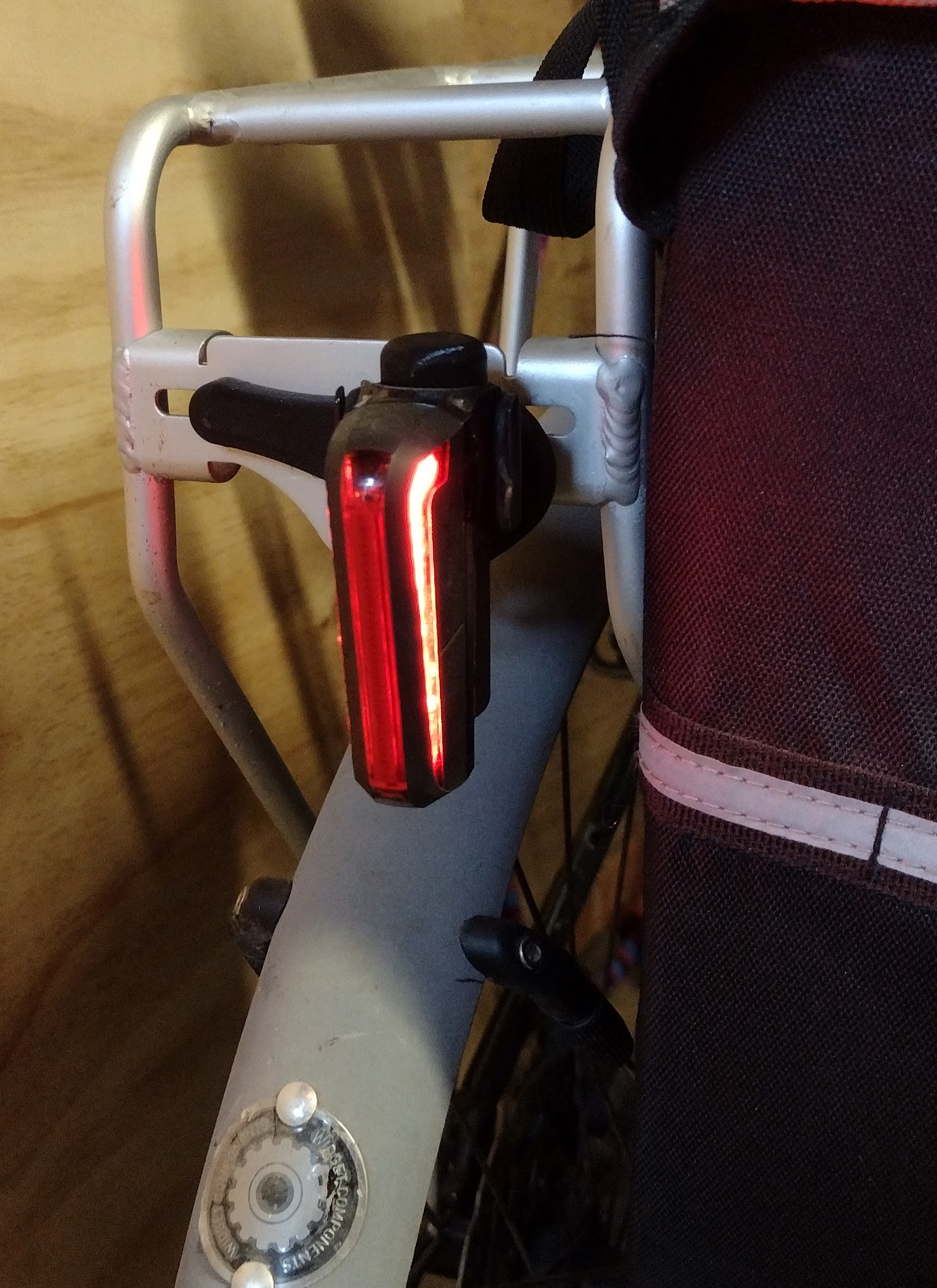Bracket for Moon Cerberus rear LED light on pannier rack