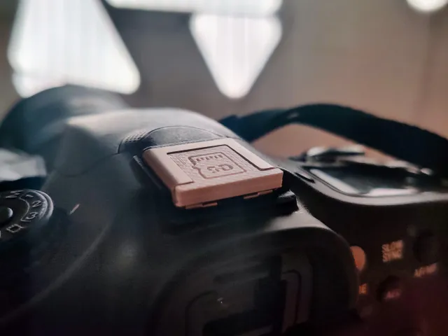 Hot Shoe cover with hidden SD card storage