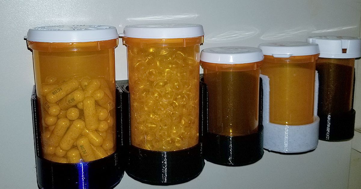 A Pill bottle stand for four Walgreens bottles - one large, two medium and  one small by NotLikeALeafOnTheWind, Download free STL model