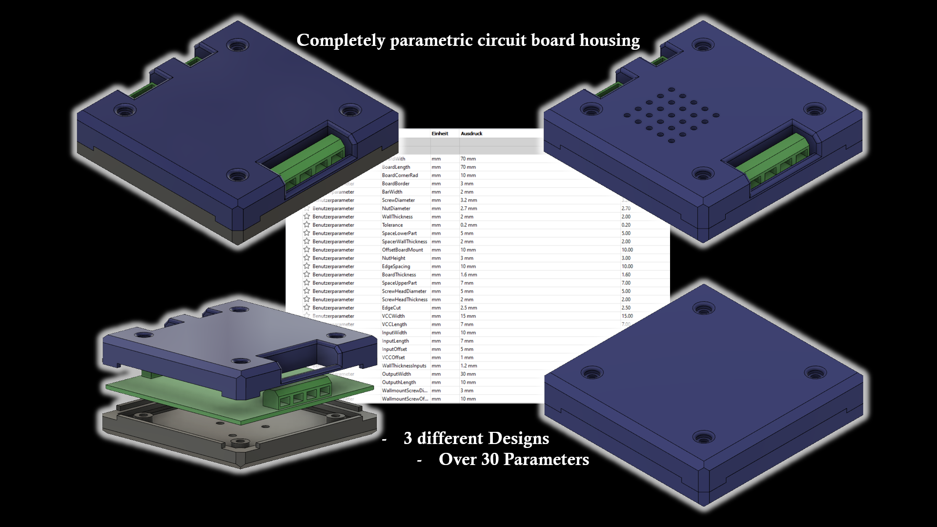 Completely parametric circuit board housing
