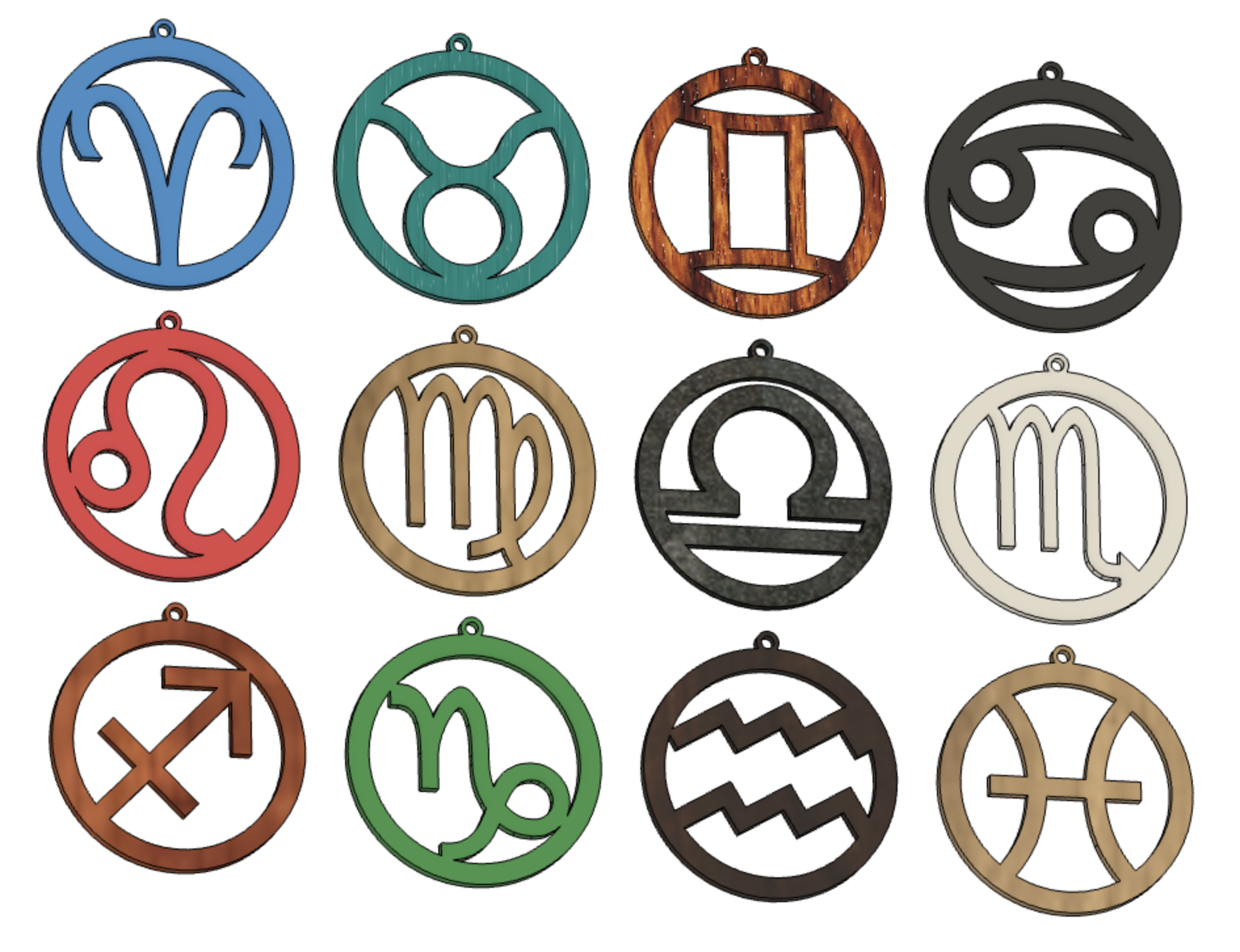 Zodiac symbols earrings / keychain / pendant