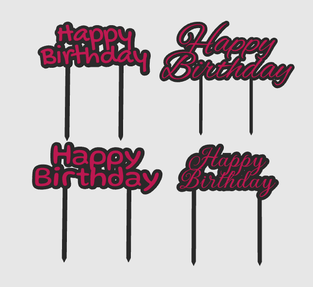 Happy Birthday Cake Topper V1 (4 Font Variations)
