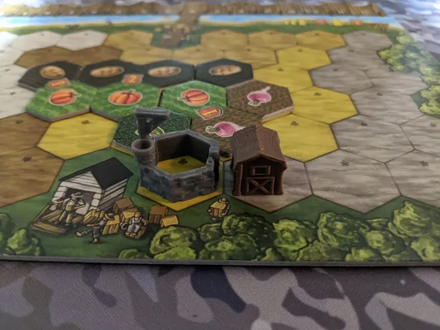 Riverboat Well Barn and first player token