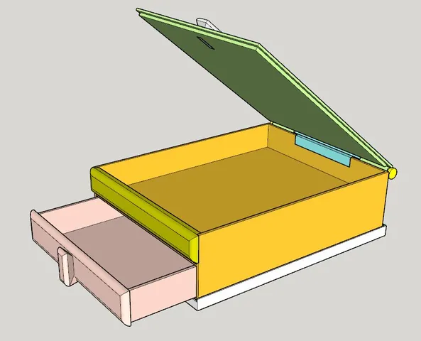 Behälter mit Schublade und Deckel/ Container with drawer and lid