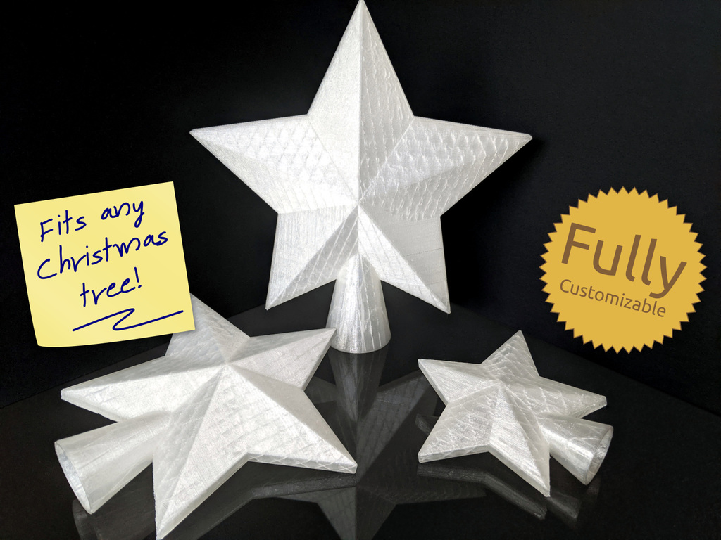 Fully Customizable Christmas Tree Star Topper 