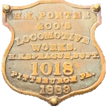 BUILDER PLATE FOR PORTER LOCOMOTIVE