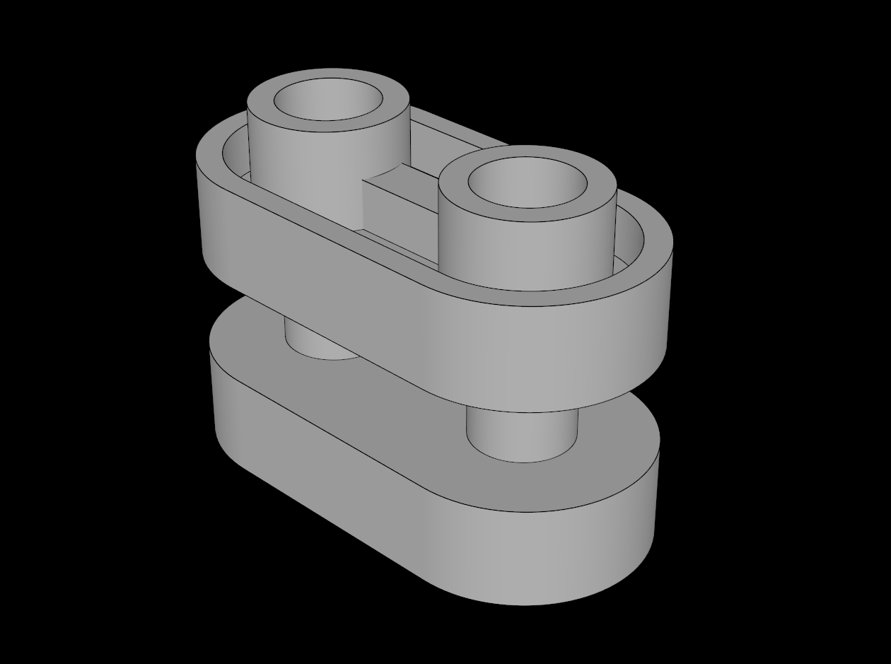 Lego Compatible (77808.dat) Brick  1 x  2 with Rounded Ends and Central Bars