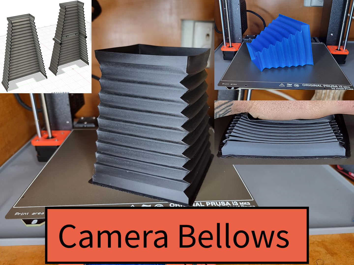 Camera Bellows - Collapsible & Customizable - TPU Vase Mode - F3d Files included