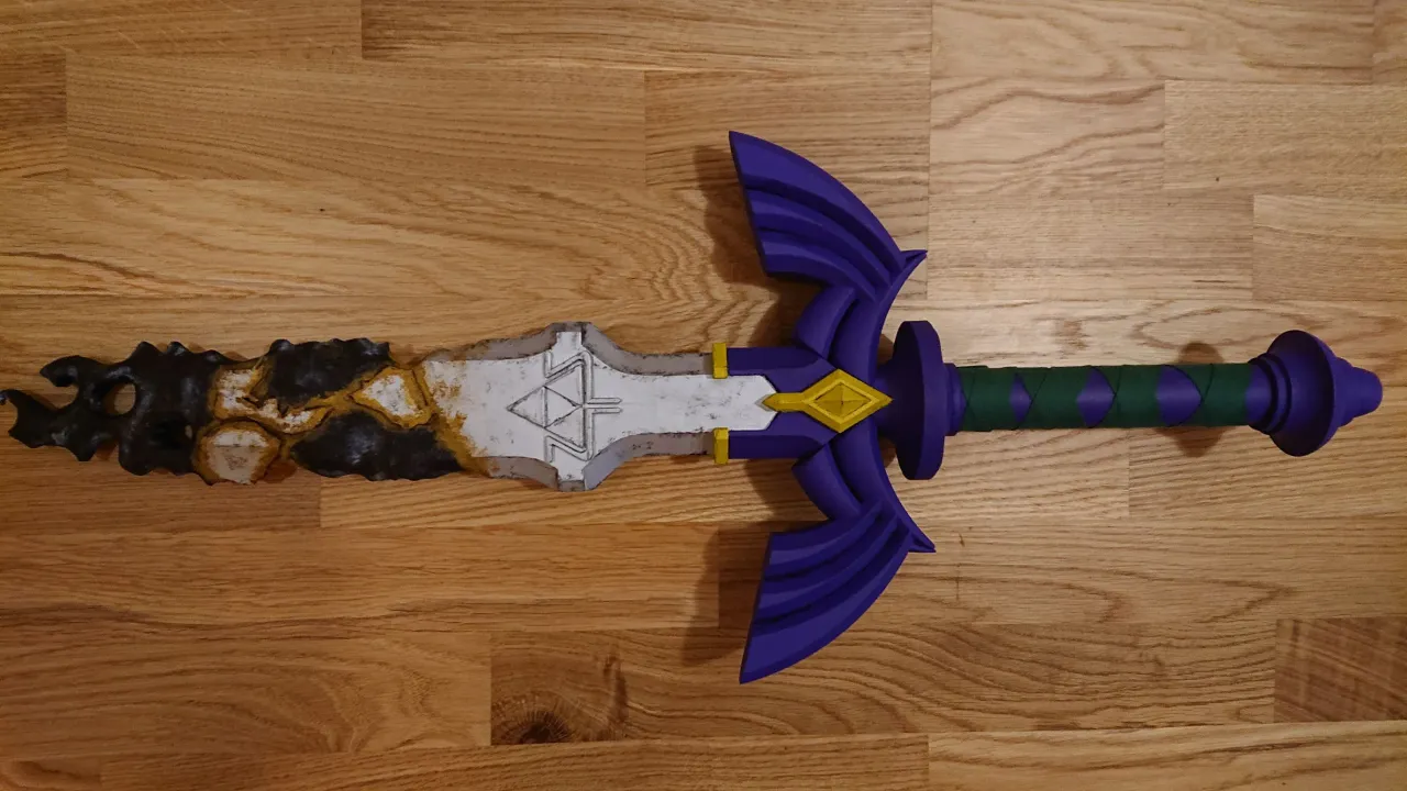 3D Printed & Hand-painted Legend of Zelda Master Sword in Stone