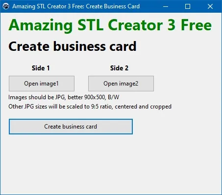 App to create switching business cards. Amazing STL Creator 3: Free Version