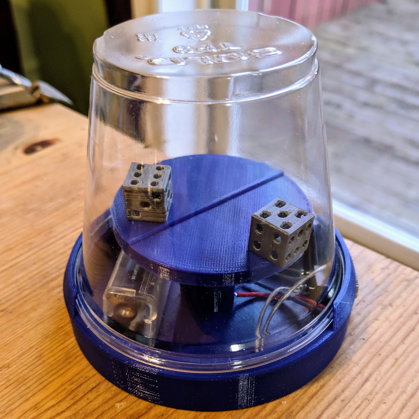 AT Simple switched dice roller for 9 fl oz Solo cup by scruss