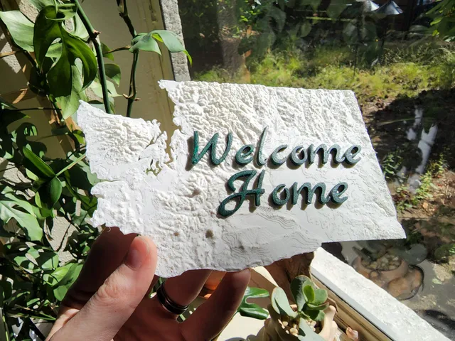 Welcome Home Washington State Topographic Map sign