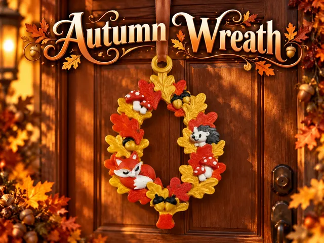 Autumn Wreath – Sleeping Fox & Hedgehog