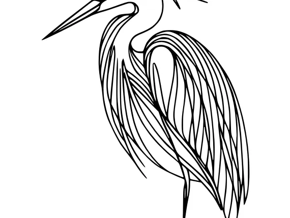 Linear wall art: Five very simple herons