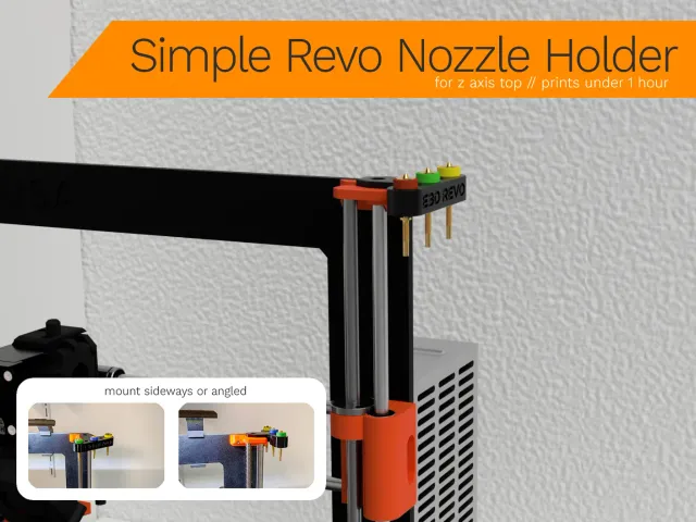 Simple Revo Nozzle Holder for Z Axis Top // Sideways or Angled Mount // fast print // 5 Nozzles