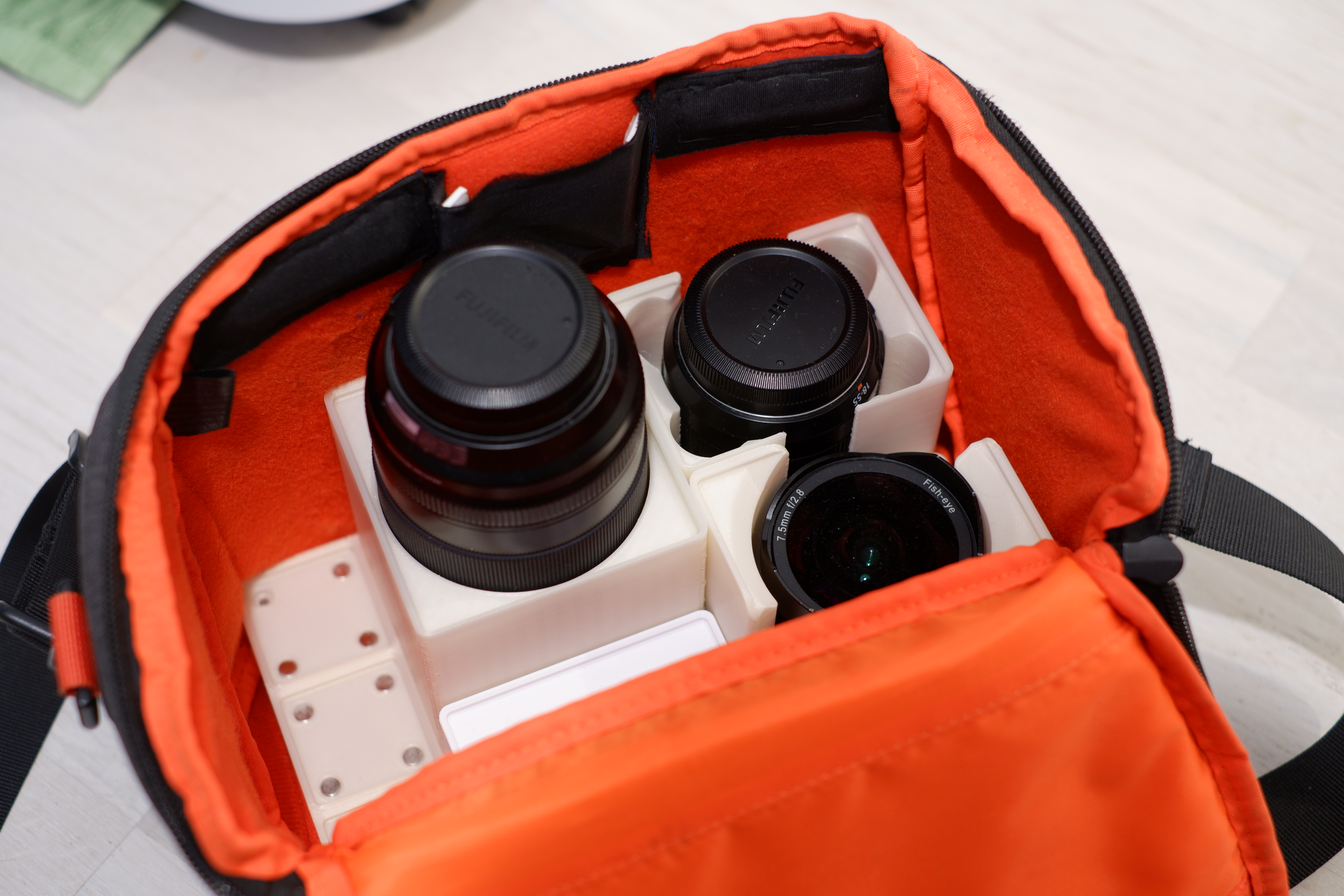 Gridfinity camera bag organizers