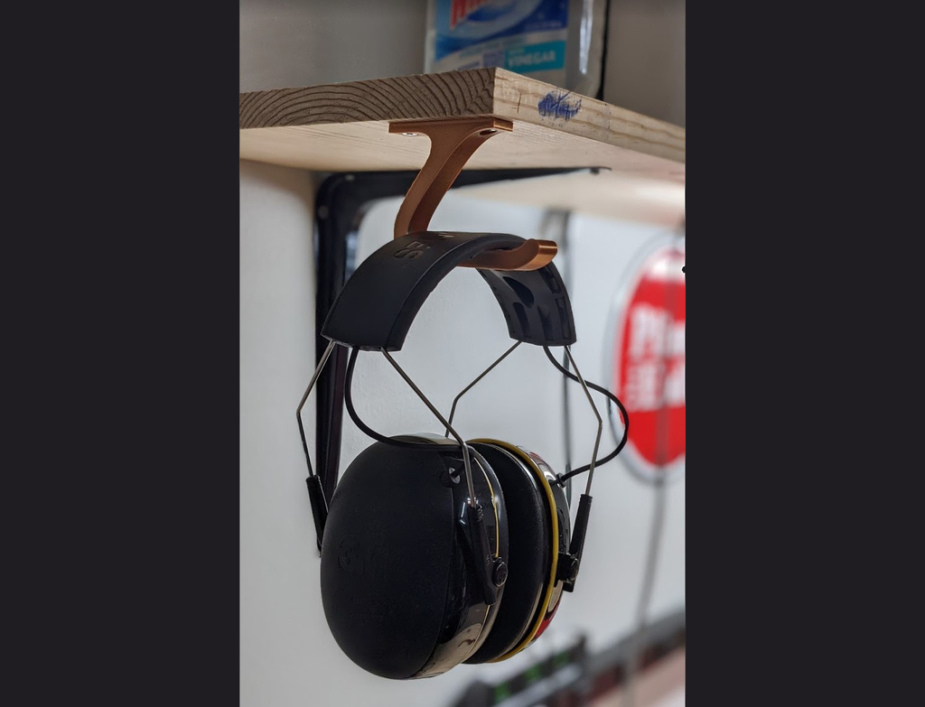 Miniatura 2 do modelo 3D Headphone Hook (under shelf)