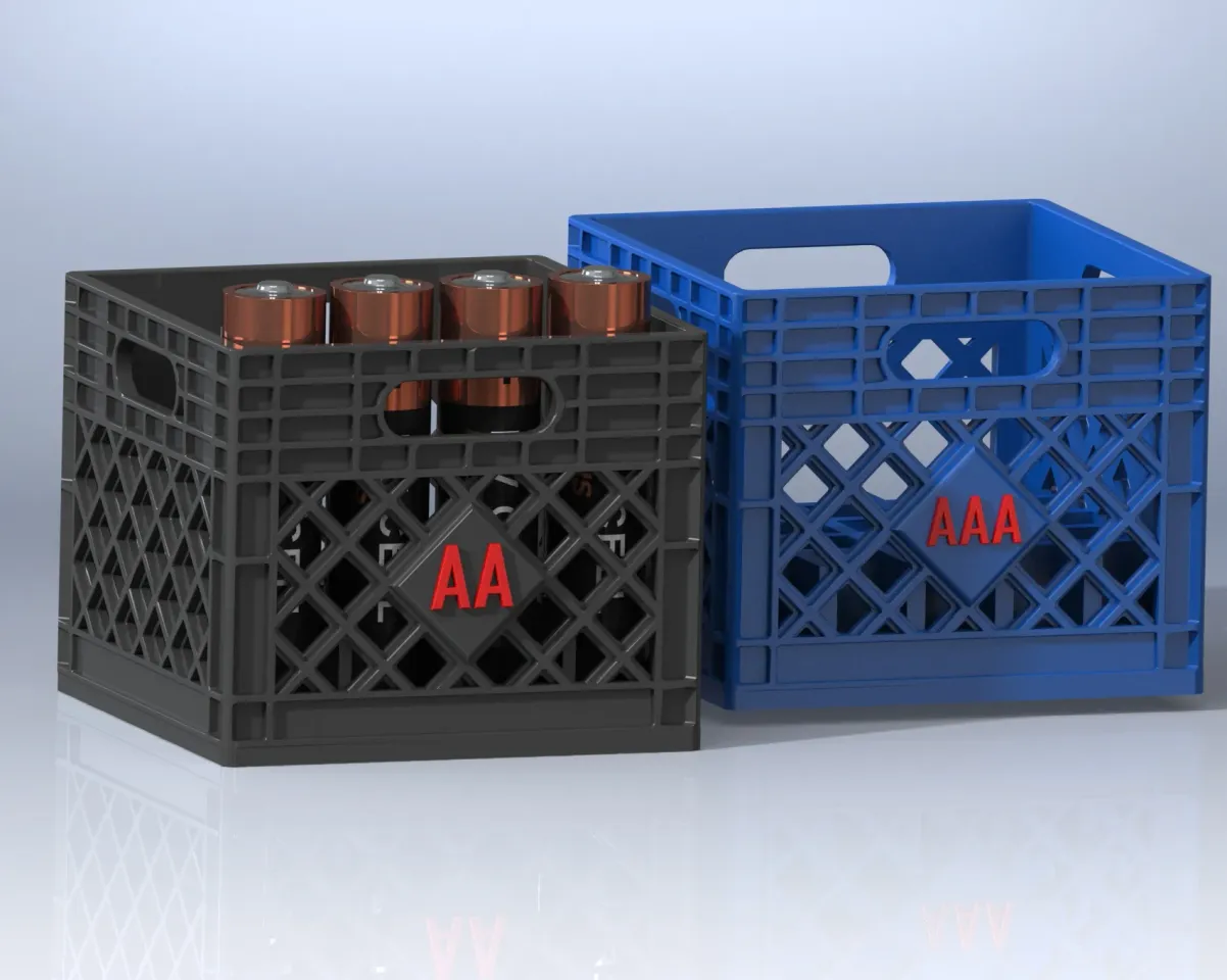 Milk Crate Battery Holders for AA & AAA Batteries w/ 2-Color