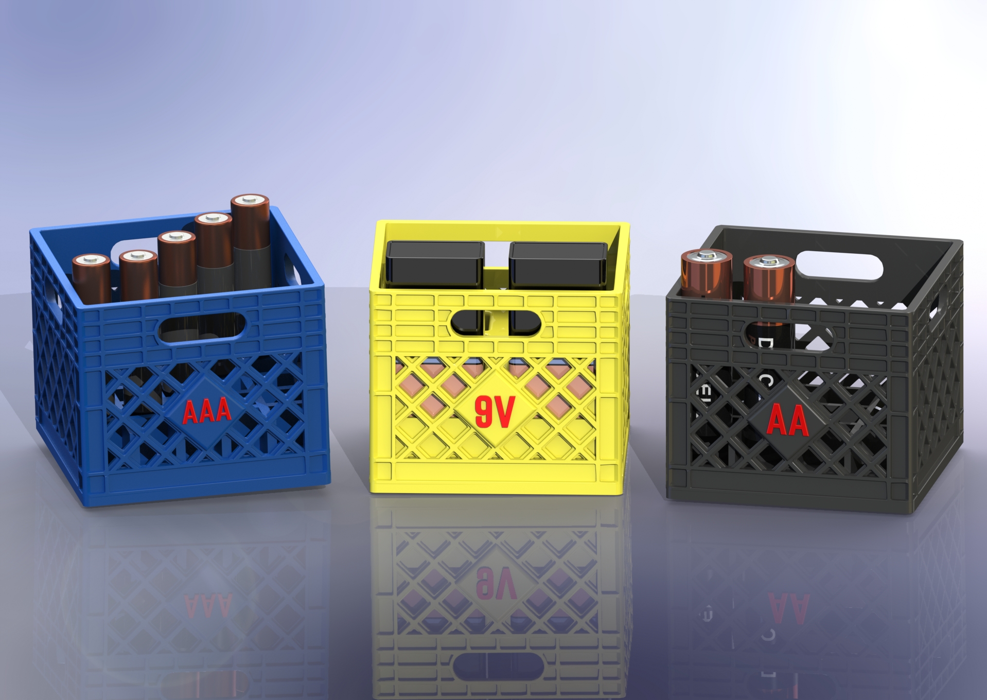 Milk Crate Battery Holders for AA & AAA Batteries w/ 2Color Printed