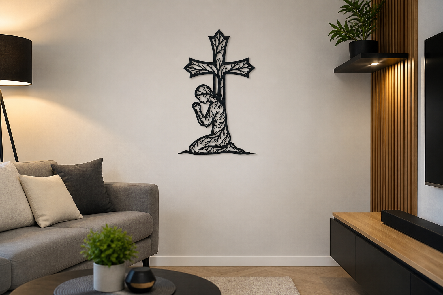 Praying Woman Cross 2D Wall Art