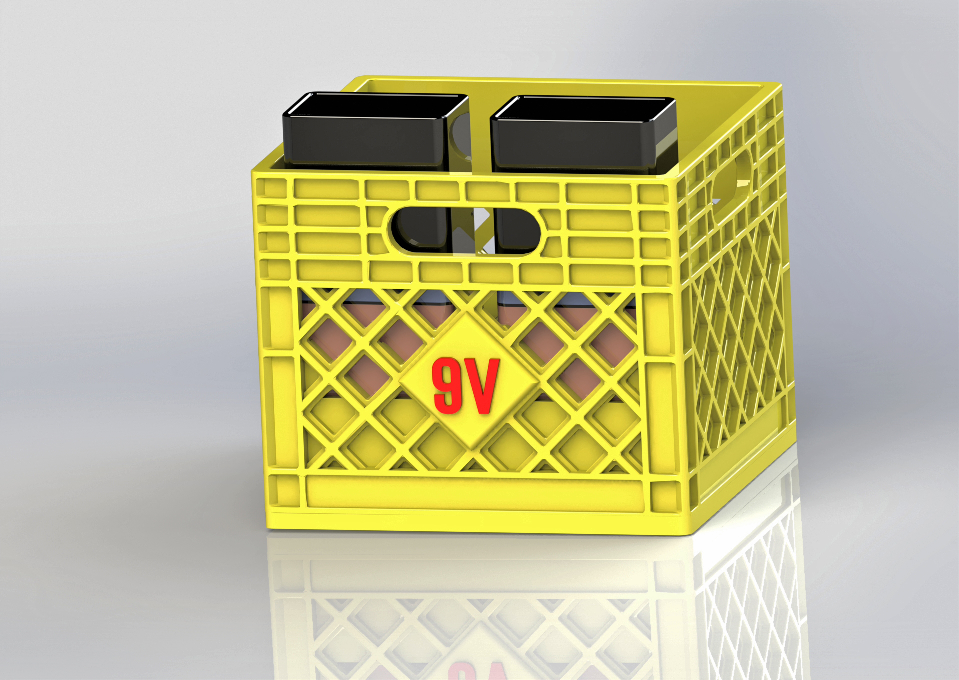 Milk Crate Battery Holder 9V Edition w/ 2-Color Printed Labels!