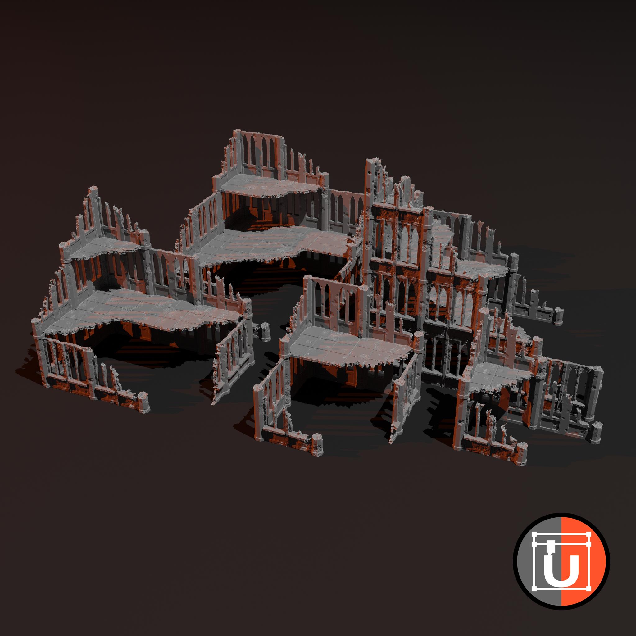 ruin building Warhammer terrain model 3D model 3D printable