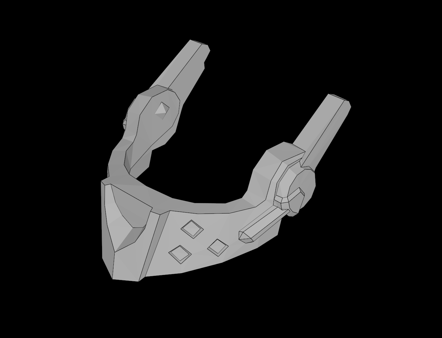Lego Compatible (22393.dat) Minifigure Visor Pointed with Round Dimples and Spikes