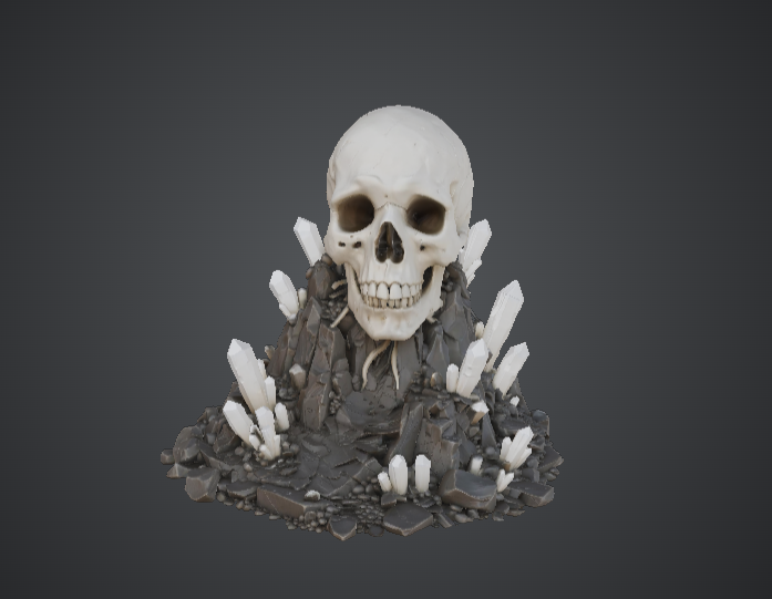 Crystal Skull Relic – Fantasy Skull with Crystal Growth