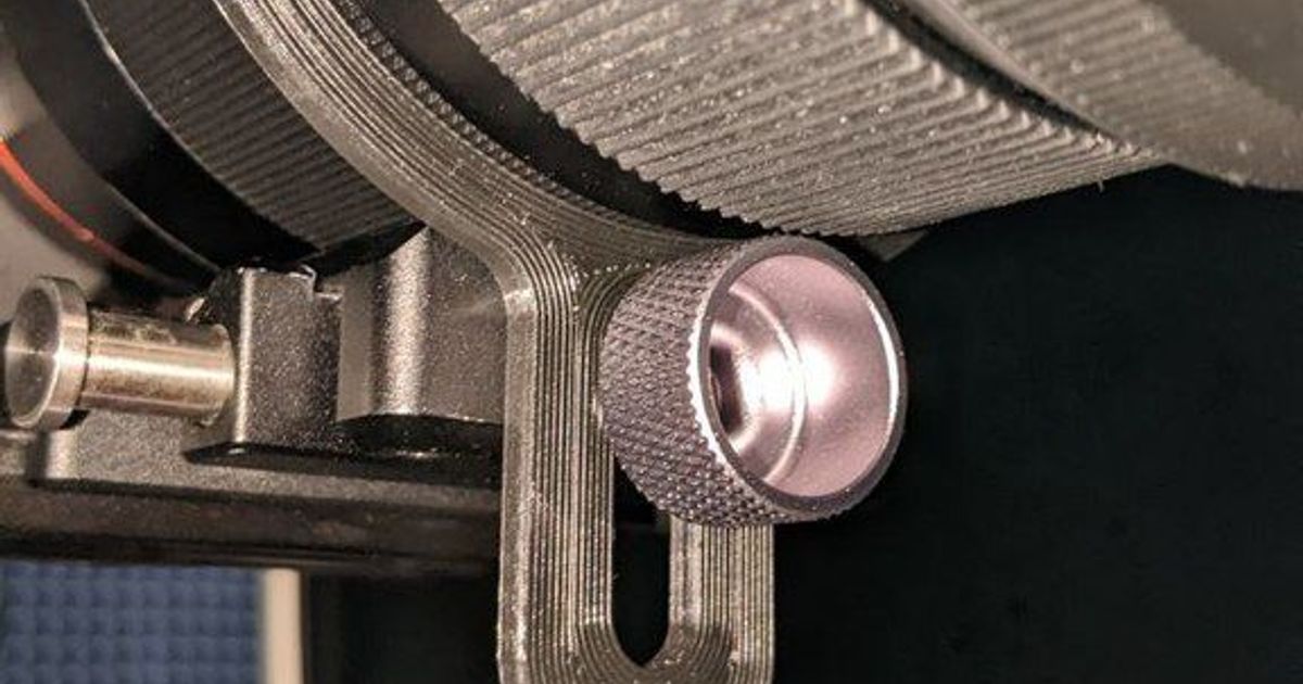 camera lens support fork on gimbal (74mm lens) by alien hitman