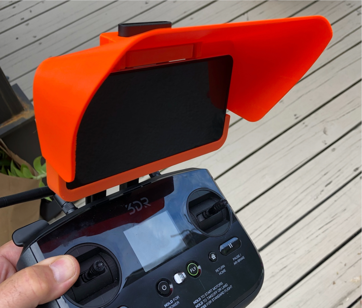 Pixel 3XL holder and sunshade for 3DR Solo remote control
