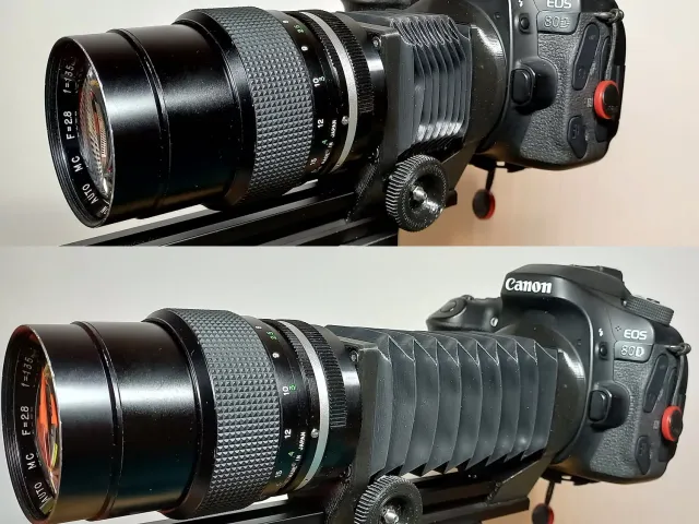 MACRO photography accessories - focusing rail and bellows using 2020 v-slot profile